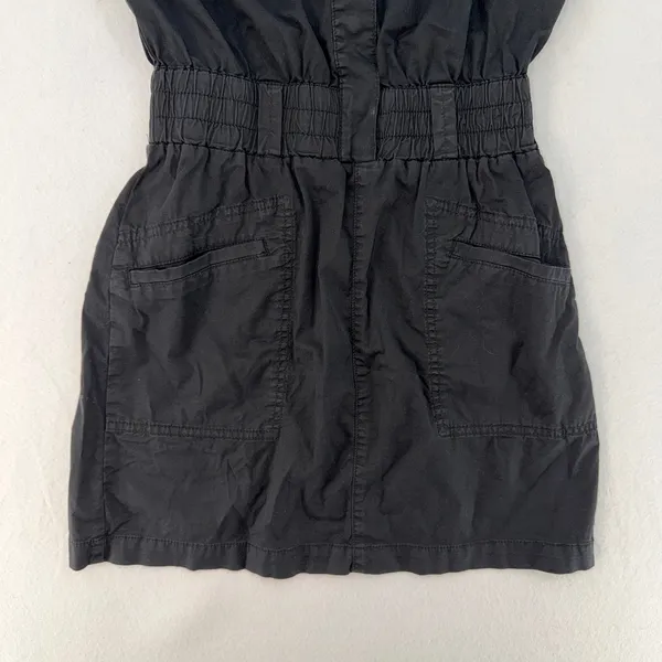 PISTOLA Rosie Black Utility Mini Shirt Dress Snap Front Elastic Waist Size XS - Image 3