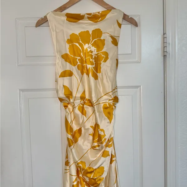 NWT Reformation Anaiis Silk Floral Maxi Dress in Yellow Cream 10 - Image 8