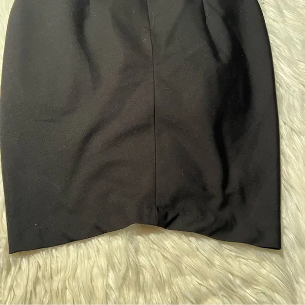 Black High Waisted Tulip Mini Skirt Draped Crossover Front Size Medium - Image 7
