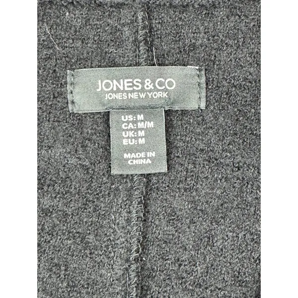 Jones New York‎ Jacket Women's Medium Black 100% Wool Button Up Pockets Luxury - Image 5