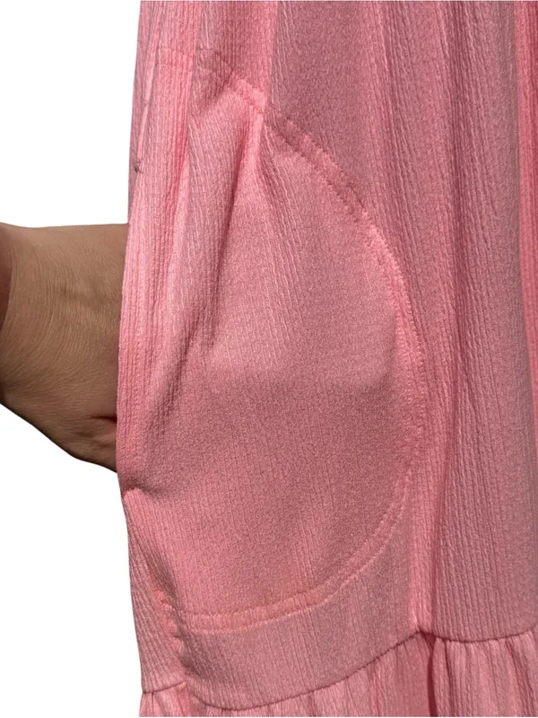 Free People Beach Reel Love Midi Maxi Dress Size S Pink Pockets Tiered Sundress - Image 3