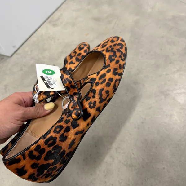 A New‎ Day Tamsin Leopard Print Mary Jane Flats Brown Black Size 10 NEW - Image 5