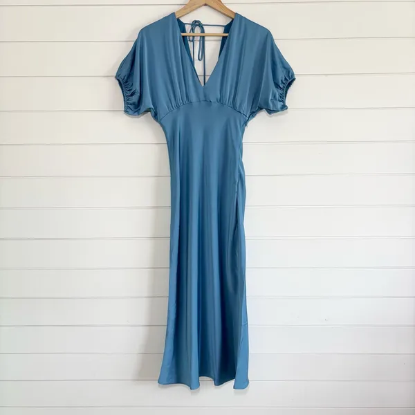 HELLO MOLLY WEDDING TO ATTEND SATIN MAXI DRESS BLUE Elegant Maxi Dress size 6‎ - Image 6