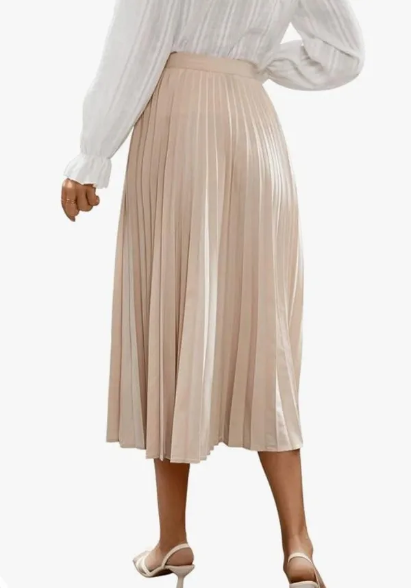 Amazon SweatyRocks Women's Casual Solid Longline Pleated Long Skirt Medium - Image 8
