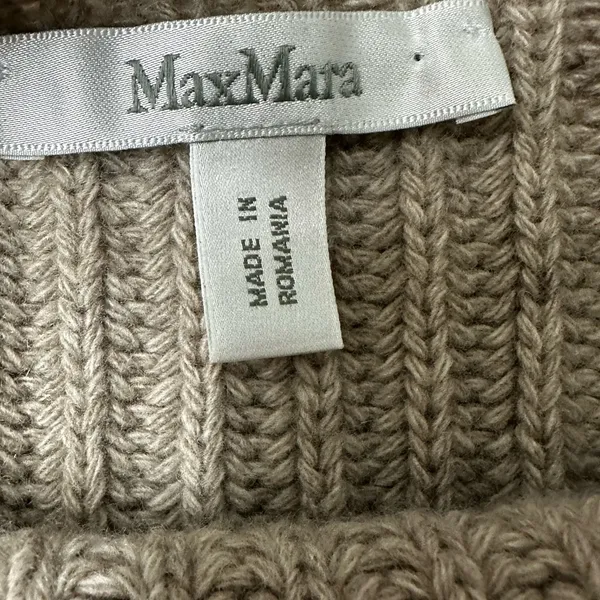 Max Mara Beige Wool Cashmere Ribbed Knit Boat Neck Sweater Quiet Luxury French - Image 4
