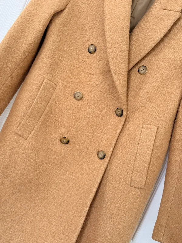 ZARA Basic Women’s XS Camel Double Breasted Long Coat Quiet Luxury Classic Chic - Image 4