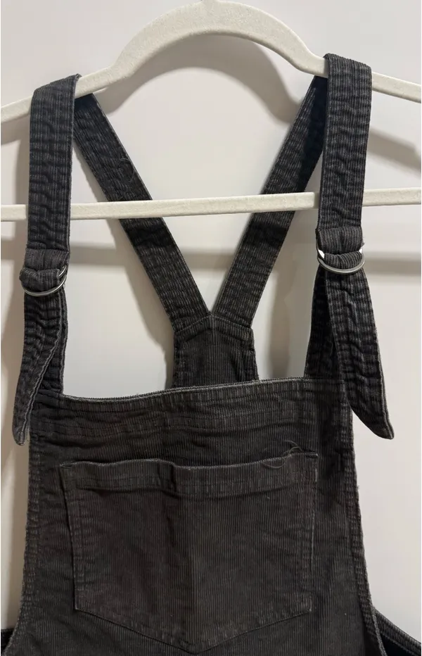 Aerie Black Corduroy Overalls - Relaxed Fit with Raw Hem - Small - Image 9