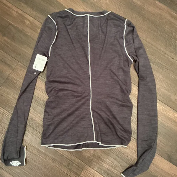 Free People Movement Long Sleeve Top Black Contrast Stitch Thumbhole Size S - Image 5