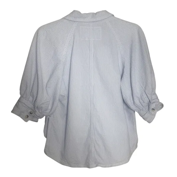 Free People Ellie Blue Stripe Short Sleeve Top Women’s Sz. M - Image 8
