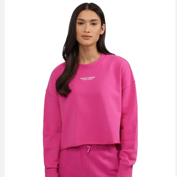 NWT PAJAR CANADA Lawson Women's Oversized Crop Sweatshirt in PINK GLOW XL - Image 2