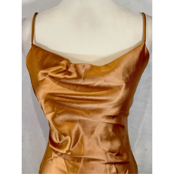 Petal and Pup gold metallic bronze sateen cowl neck midi dress size 0 - Image 3