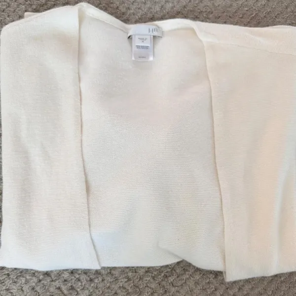 J.Jill Ivory Open Front Knit Cardigan Sweater Size Medium - Image 7