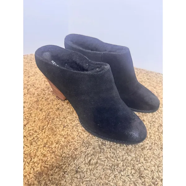 Kelsi Dagger Brooklyn Black Suede Faux Fur Lined Wedge Mules Clogs Womens 10 - Image 3