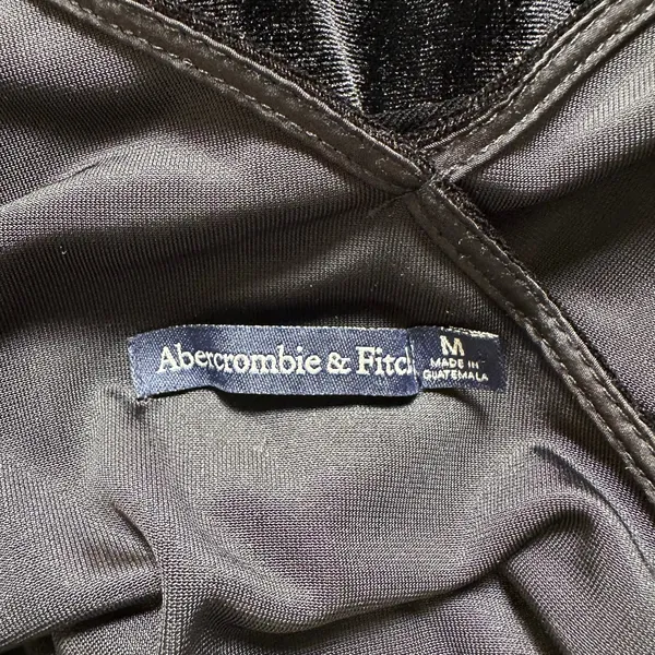 Abercrombie &‎ Fitch Black Velvet V-Neck Faux Wrap Mini Dress Size M Classic - Image 2