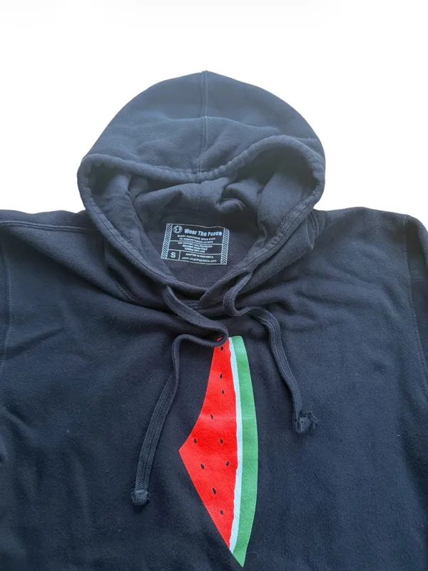 Wear The Peace Black Watermelon Palestine Map Pullover Hoodie Sweatshirt Small - Image 5