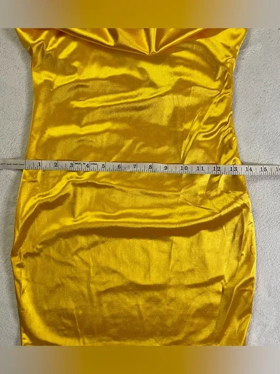 NWT Satin Spaghetti Strap Cowl Neck Bodycon Dress size 4 - Image 3