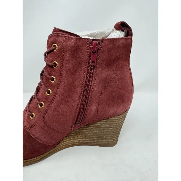 Diba Blake Suede Bootie Burgundy Ankle Boot Lace Up Wedges Size 9.5 NWOB - Image 8