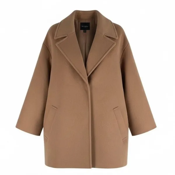 Express Wool Blend Cocoon Coat Snap Button Camel Tan Size L - Image 3