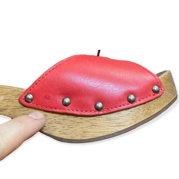 KDB Kelsi Dagger Brooklyn Red-Orange Wood Clogs Size 7 Excellent Condition - Image 9