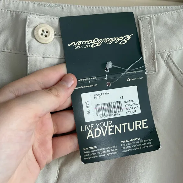 NWT Eddie Bauer Travex Adventurer Skort 12 Putty Womens Stretch UPF 50+ Skirt - Image 3