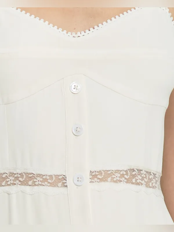 NWT Few Moda Katelina Dress size 4 white ivory cream o.p.t midi lace button up - Image 4