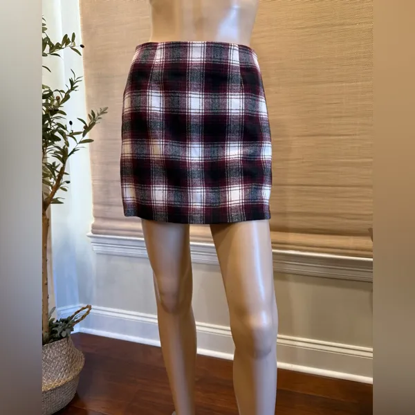 FOREVER 21 Plaid Mini Skirt. Flannel Colors of wine, black, and white. S - Image 2