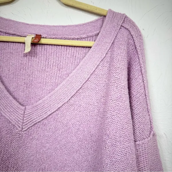 Pilcro Purple Balloon Sleeve Fluffy Sweater V Neck Womens M Oversized Boho Fall - Image 5