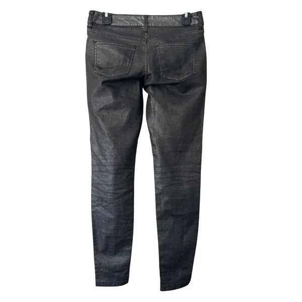 The Limited Metallic Coated Legging Jean Black Silver Skinny‎ Pants Womens 4 - Image 3