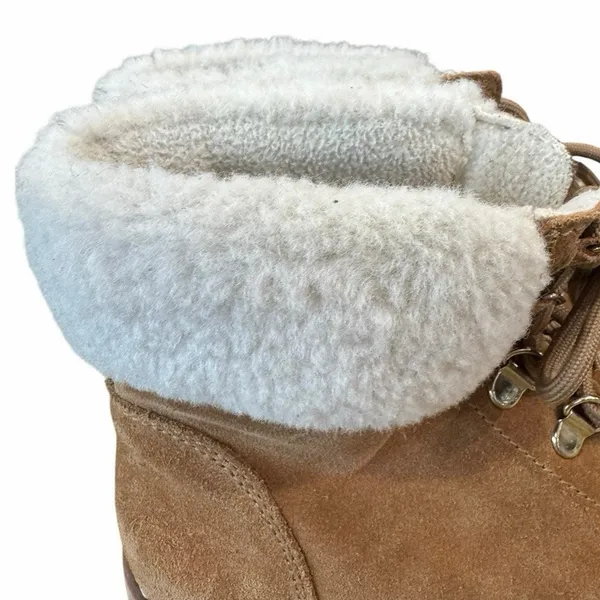 Sam Edelman Franc Suede Hiking Platform Wedge Booties Faux Fur Trim Size 6.5 - Image 7
