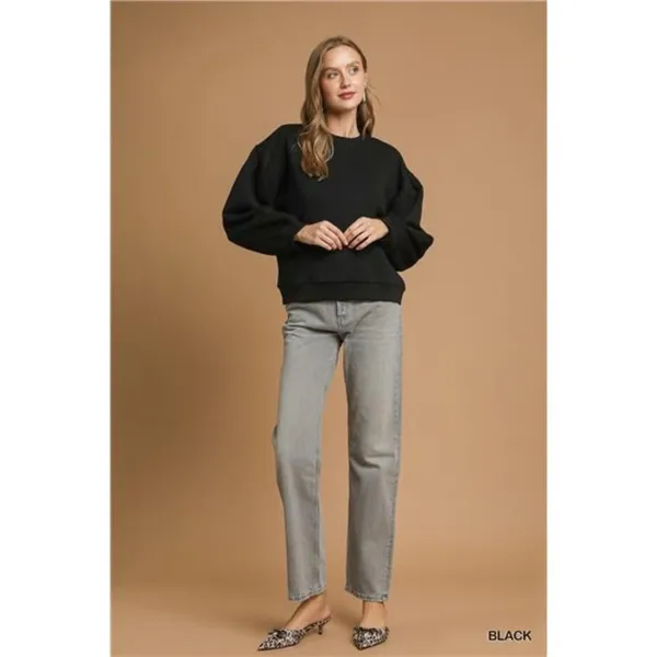 ✨NWT Umgee Round Neck Sweatshirt with Pleated Detail - Image 5