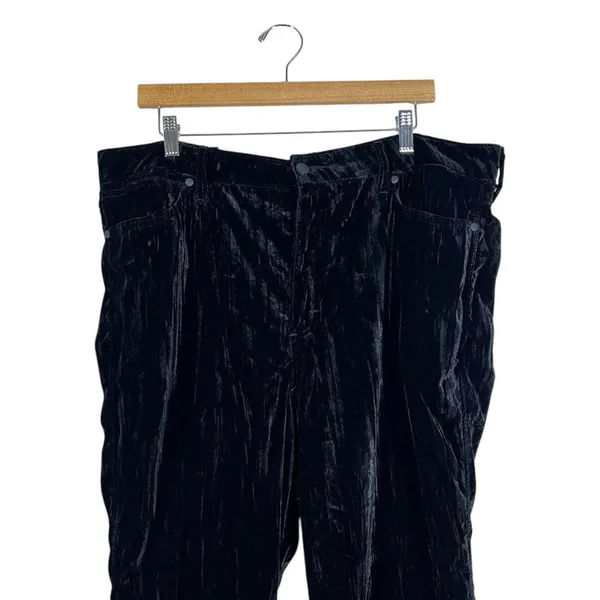 NWT Wrangler Retro Velvet Solid Flare Pants Black Boho High Rise Size 34x32 - Image 2