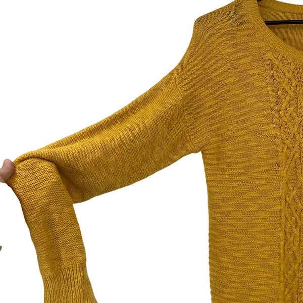 Mossimo Cable Knit Womens Sweater Sz XXL Mustard Boho Rustic Cottage Lagenlook - Image 5