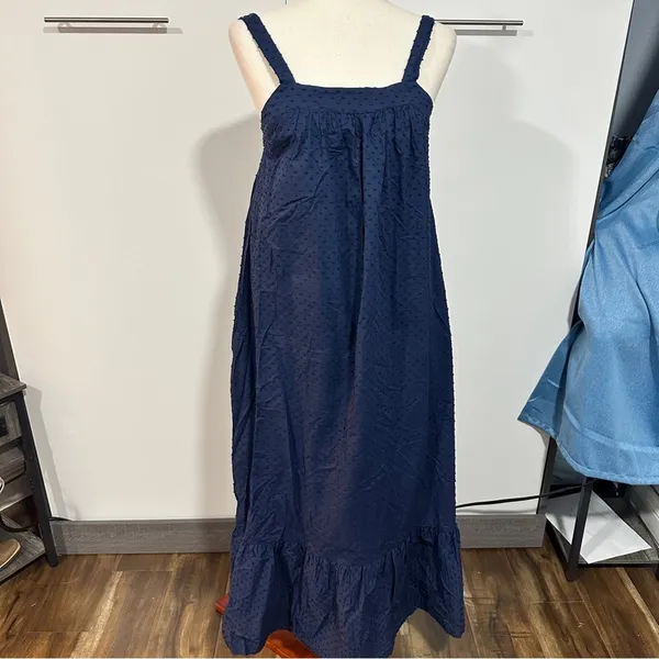 LDT Blair Flounce Maxi Dress Size 2 Navy Blue Resort Coastal Sundress - Image 4
