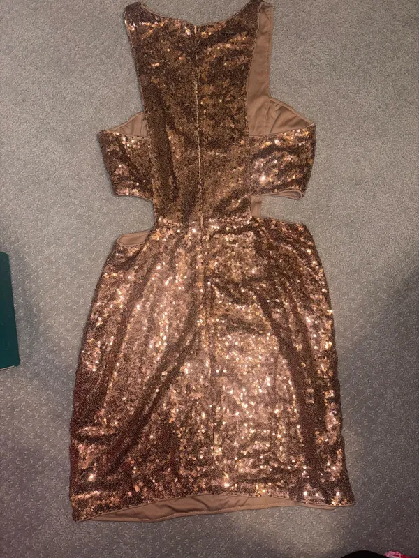 Gold Sparkly Lulus Dress - Image 3