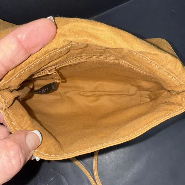 Fossil Boho Brown Leather Crossbody Bag Purse Key‎ Adjustable Vintage Y2K - Image 8