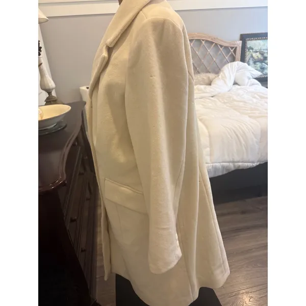 Vintage Jessica London Cream White 100% Wool Long Coat Jacket Size 14 01-0219-0 - Image 5
