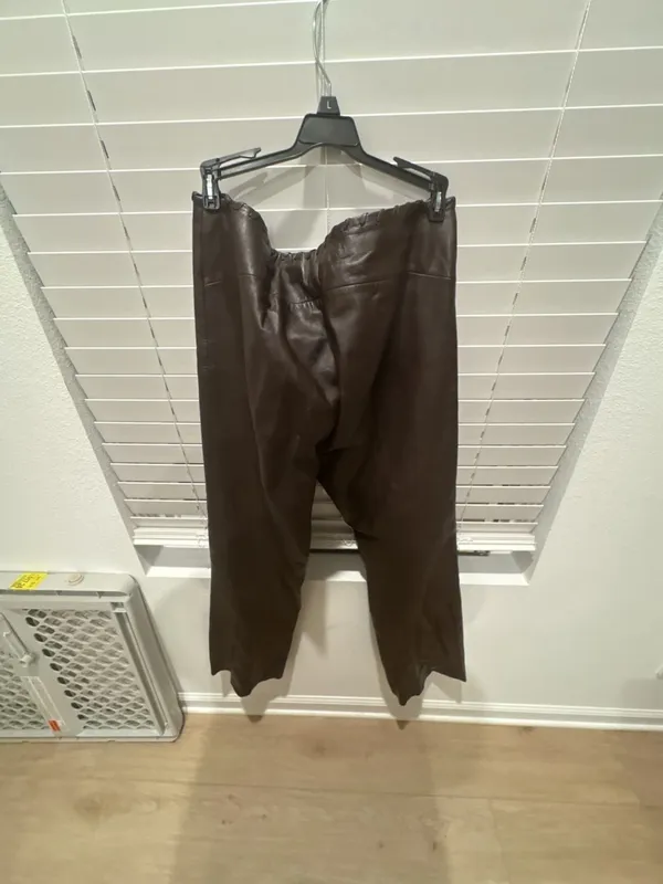 Vintage Brown Leather Pants Brown Leather Size 14 - Image 12