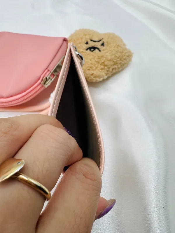 Pink Wallet Accessory Bundle | Card Holder + Mini Pouch + Plush Charm - Image 4