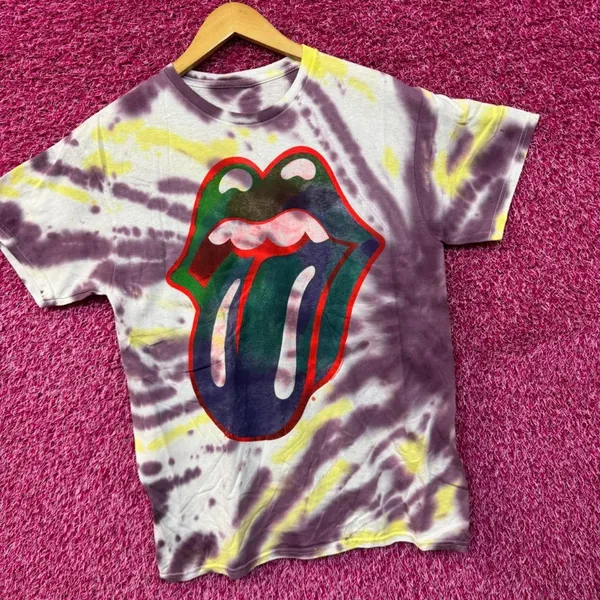 The Rolling Stones Psychedelic Hot Lips Rock Band Tie Dye M - Image 2