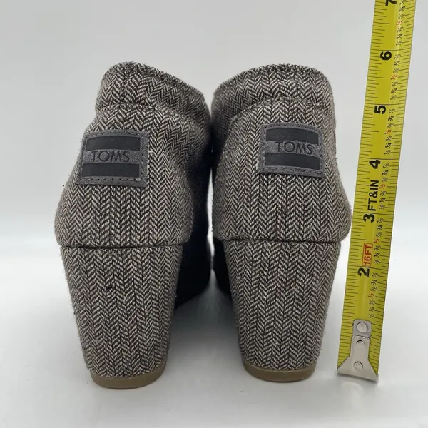 Toms Womens 7.5 Shoes Herringbone Print‎ Desert Ankle Bootie Brown Fabric Wedge - Image 4
