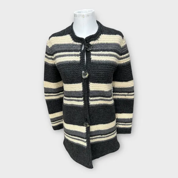 Hand Knit Chunky Cardigan Duster Women's Sz Small Lagenlook Cottagecore Hygge - Image 3