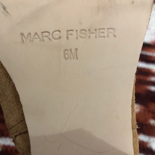 Marc Fisher Banana Tan Leather suede knee-high boots 2” heels #western #campus #harness #boho #buckles - Sz 6M - Image 4