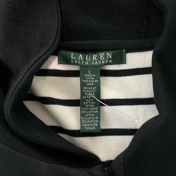 Lauren Ralph Lauren Striped Cowl Neck Sweater White & Black Sz L Cotton Knit Y2K - Image 15