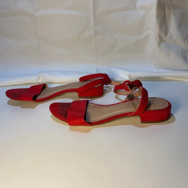 Womens A New Day Red Sandals Size 6 Low Block Ankle Strap Everyday Event Summer - Image 6