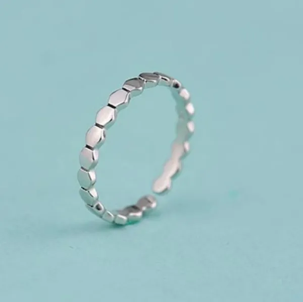 Boutique NEW 925 Sterling Silver‎ Hexagon Design Stacking Adjustable Band Ring - Image 8