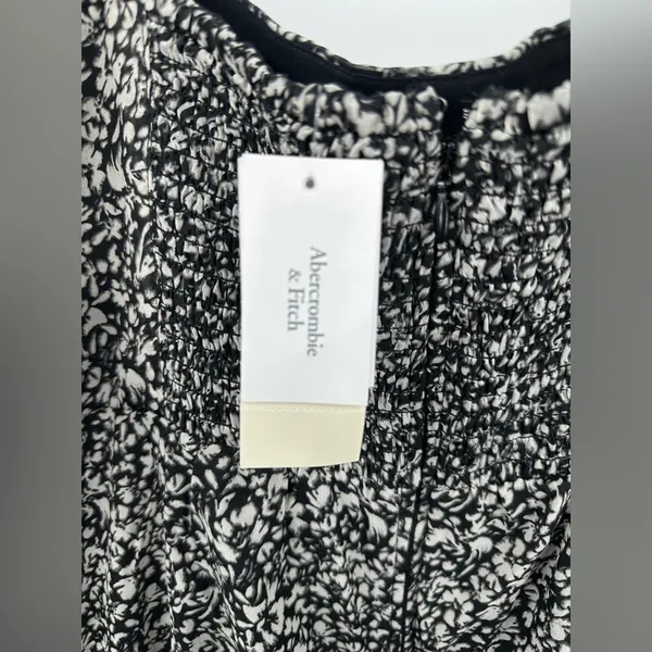 Abercrombie & Fitch NWT Emerson Black/White Chiffon Long Sleeve Midi Dress SZ M‎ - Image 3