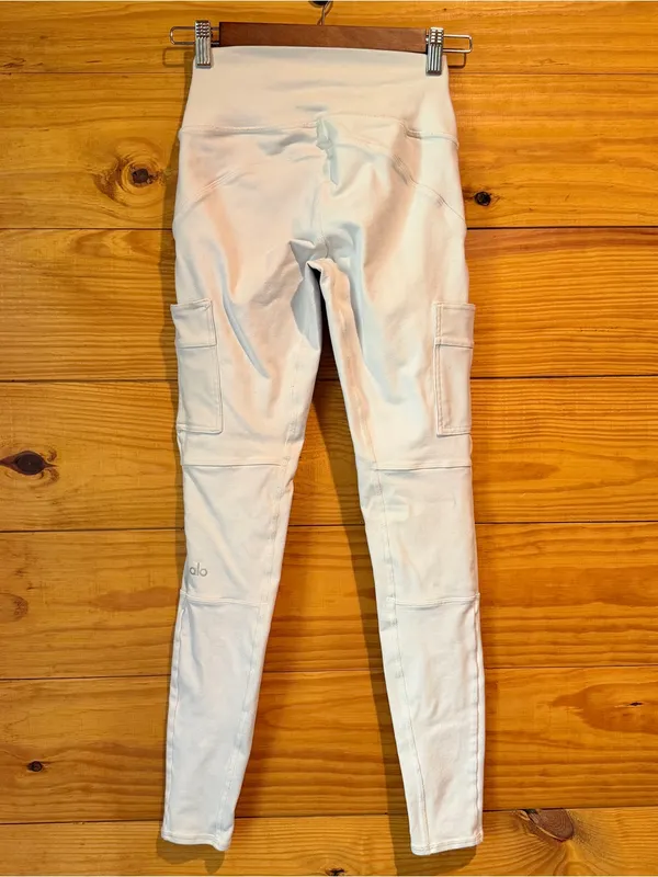 ALO Yoga High Waist Cargo Leggings Bone Ivory Cream White Extra Small XS Workout - Image 2