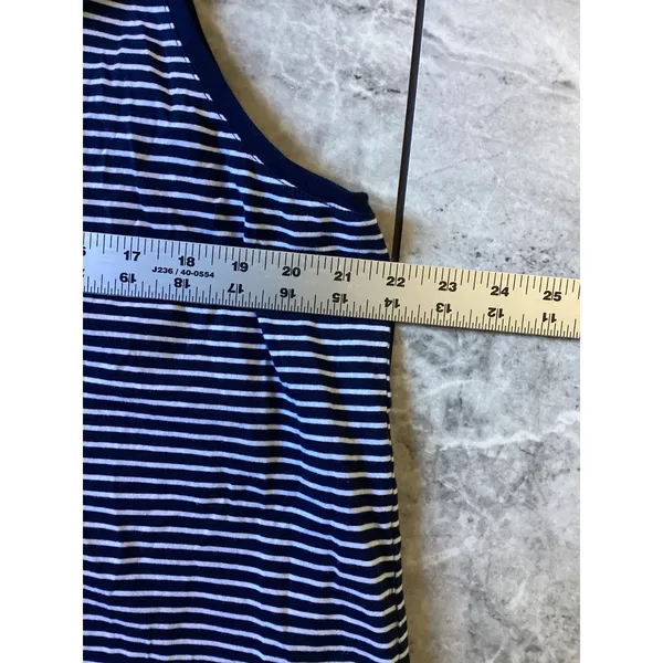 Pact Organic Cotton Striped Tank Top Navy Blue White XXL Sleeveless Crew Neck - Image 3