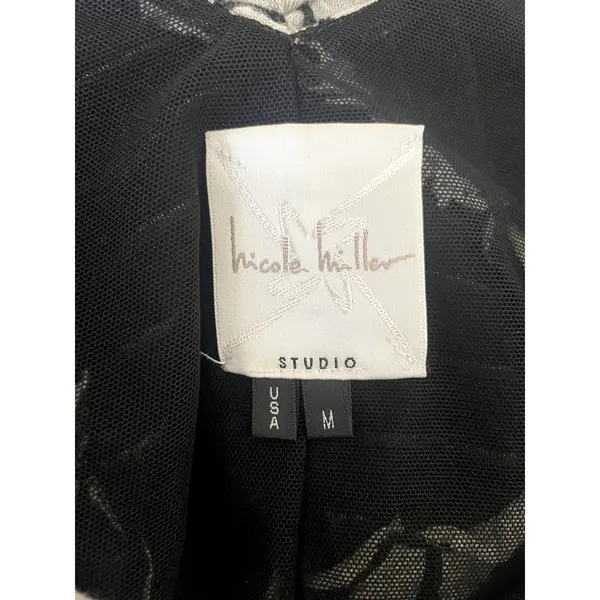 Nicole Miller Mini‎ Dress Women M Gray Black Ripple Bodycon Rave Y2K Retro Club - Image 2