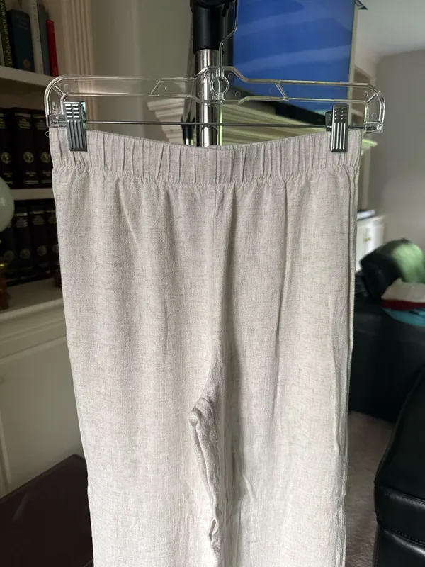 Shein cream elastic waist wide leg pants - Image 2